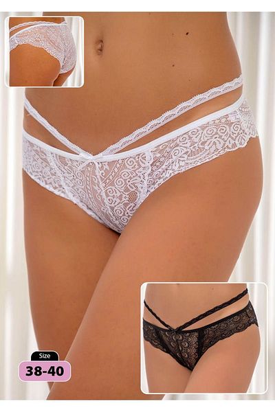 Siyah İnci White-black 2-pack Lace Lycra Panties