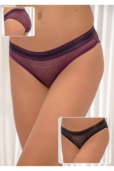 Siyah İnci Plum-black 2-pack Lace Lycra Panties