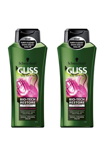 Gliss Schwarzkopf Bio-Tech Restore 360 ml Hair Strengthening Shampoo - 2 Pack (Sensitive Damaged Hair)