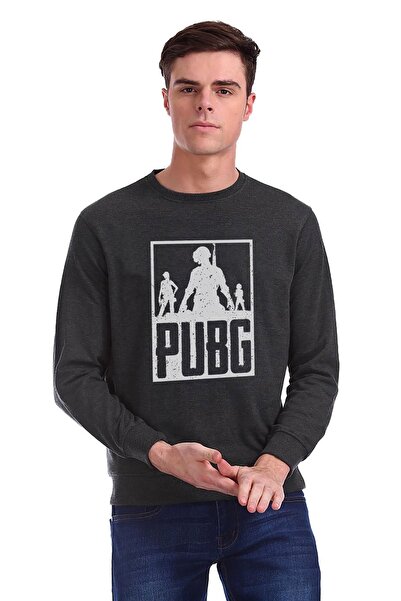 QIVI Pubg 3 Adam Team Printed Smoked Anthracite Men's Knitted Sweatshirt Long...