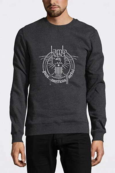 QIVI Lamb Of God American Crow Printed Smoked Anthracite Men's Knitted Sweats...