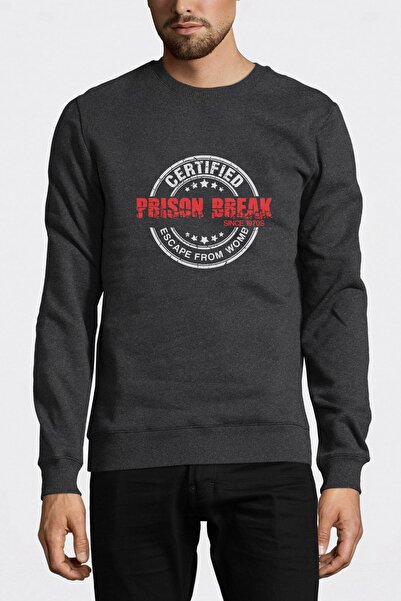 QIVI Prison Break Cerfified Printed Smoked Anthracite Men's Knitted Sweatshir...