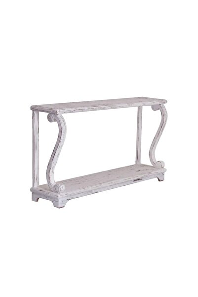 DOKU CONCEPT Beyaz Eskitme Ahşap Konsol 138cm