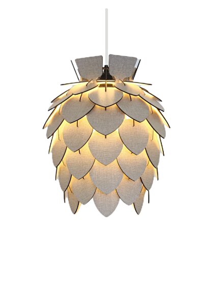 Genel Markalar Ahşap Kozalak Avize, Vizon Renk, Şık ve Doğal Dekorasyon Parçası