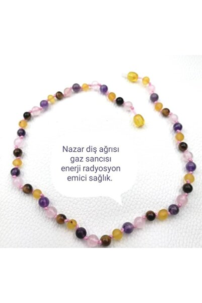 OSMANLI DOĞAL TAŞ Sertifikalı Bebek Kehribar Karışık Kolye