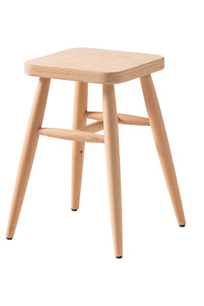 Borsa Mobilya Kare Tabure Ham Ahşap Boyasız