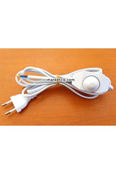 marketcik 2 metre Beyaz Renk Dimer Anahtarlı Fişli Abajur Lambader Kablosu