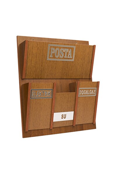 SELENA Ahşap Ortak Fatura Ve Posta Kutusu 2 Renk Ceviz Akça