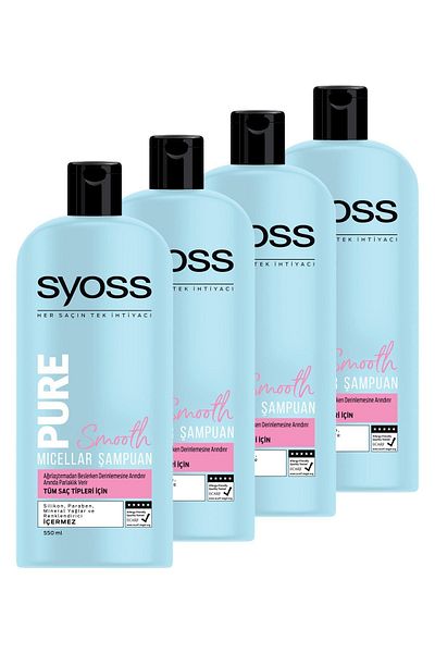 Syoss 550ml x 4 Pcs Pure Smooth Micellar Shampoo