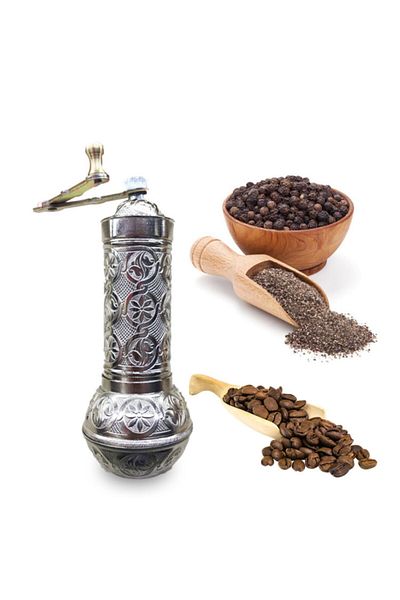 Fantom Historic - Zamak Long Chubby Coffee, Black Pepper Hand Grinder 19 Cm - White
