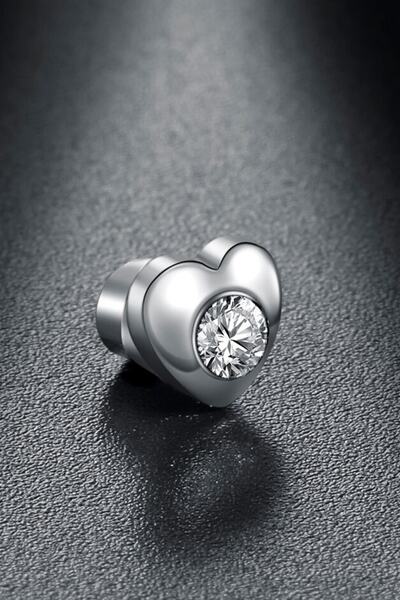 VipBT 3 Adet Mıknatıslı Çelik Küpe Manyetik Hızma Dil Piercing Kalp Gümüş Gri