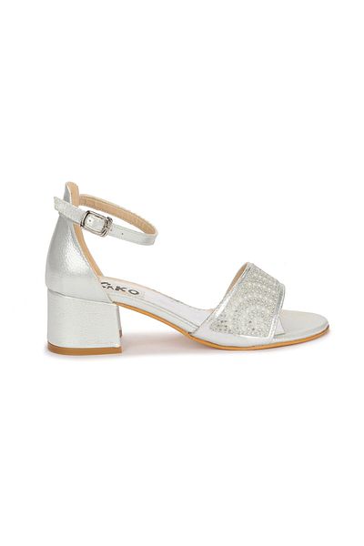 Kiko Kids Sandale pentru fete cu toc argintiu