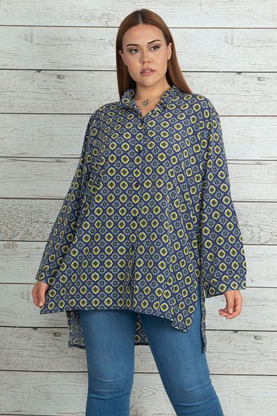 Şans Plus Size Shirt - Navy blue - Regular fit
