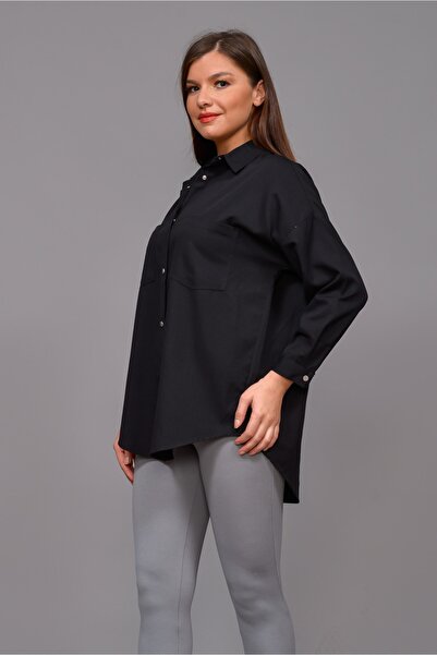 TUSSE Cămașă neagră clasică din bumbac de damă