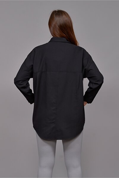 TUSSE Cămașă neagră clasică din bumbac de damă