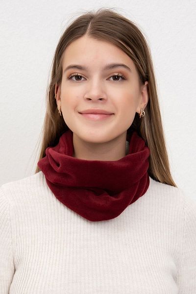 lovebox Women's Burgundy Fleece Neck Collar Fleece Beanie with Two Different Shapes