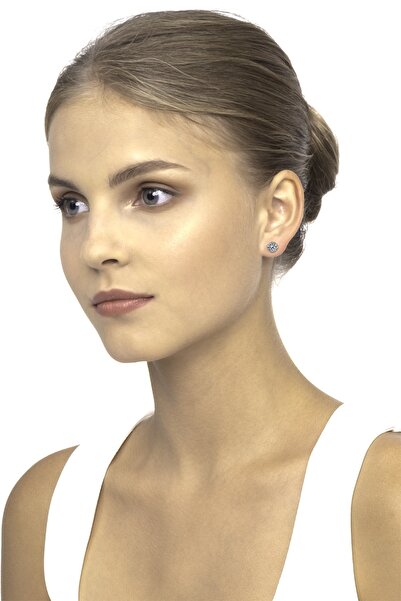 VELCCİ Kadın Gümüş Tektaş Küpe 2/4/5/6/8/9mm Zirkon Taşlı Çivili Altın/silvr/rose Kaplama Yuvarlak Kesim