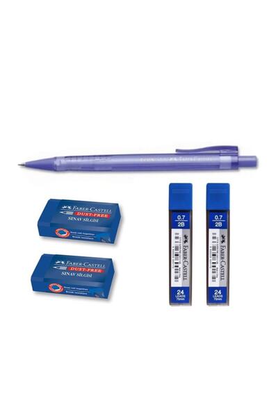Faber Castell Econ 0.7 Versatil Kalem + 2 Adet Sınav Silgisi + 2 Adet 0.7 Mm Uç