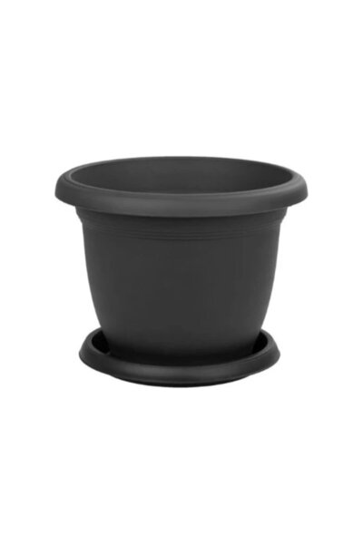 Ekodoğa Villa Saksı 14 Lt 2 Adet Antrasit Renk Yuvarlak Saksı Villa Saksı Kah...