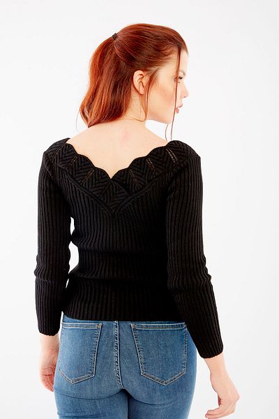 citycenterfashion Pulover de damă cu guler negru Cty-cnd-11903
