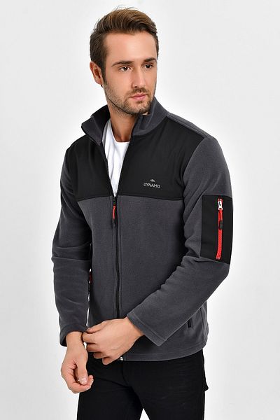 DYNAMO Men's Anthracite Large Size Fleece Jacket Chest Softshell Fabric