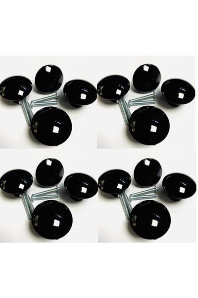 ÇELİKEL Plastic Black 16 Button Mushroom Handles