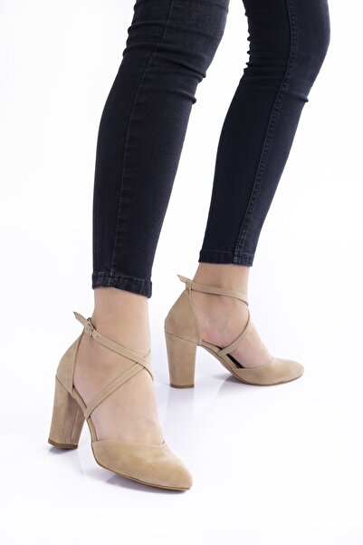 Çnr&Dvs حذاء كلاسيكي نسائي بكعب من جلد الغزال المنك 1310cnr