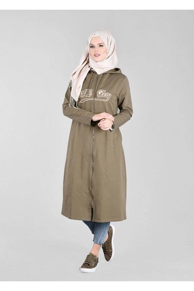 TRENDTESETTÜR T 50478 Allday Women's Khaki Print Detailed Sports Tunic