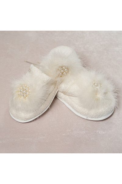 İlkem Fancy Design Pearl Maternity Crown Slippers