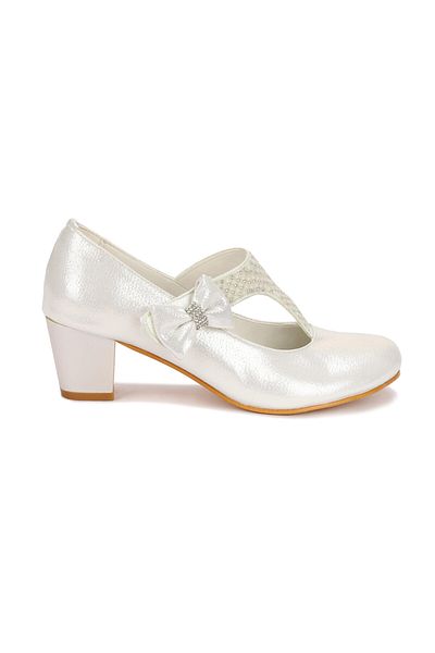 Kiko Kids Fata - Pantofi de balerina de zi cu zi Sedef cu toc de 4 cm
