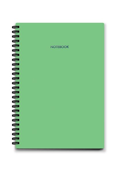 AKILLICA Leaf Lined Spiral Notebook - 64 Pages, 10x14 cm, Cardboard Cover, Green