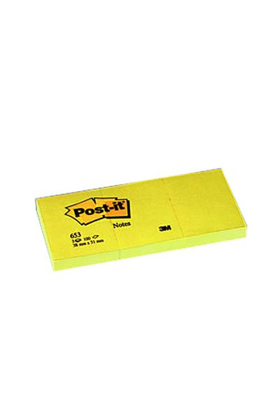 Post-it ورق ملاحظات لاصق 3 كتل 100 Yp 38x51 أصفر 653