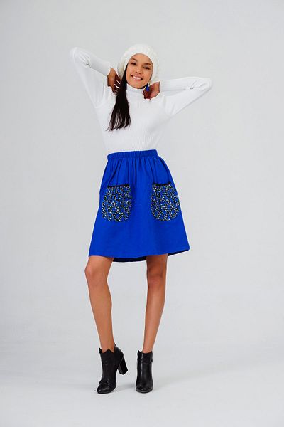 İna Divitin Flannel Elastic Waist, Pocket, Winter Skirt