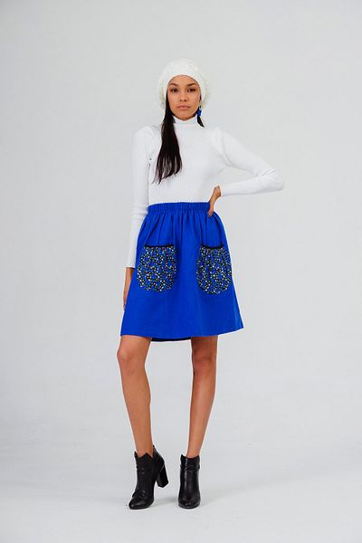 İna Divitin Flannel Elastic Waist, Pocket, Winter Skirt