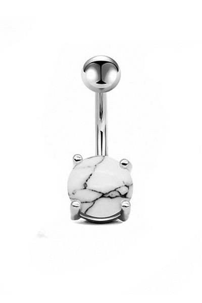 Solfera White Patterned Rhinestone Stainless Steel Genuine Piercing P470