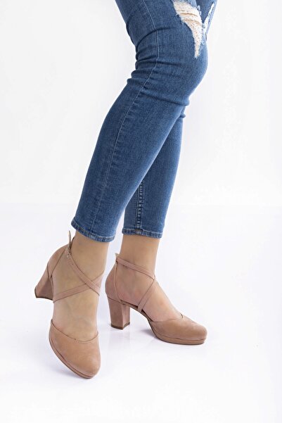 Çnr&Dvs Pudra Süet Topuklu Kadın Klasik Ayakkabı 910cnr