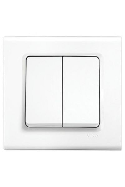 VİKO Linnera White Commutator (double Switch) 12 Pieces with Frame
