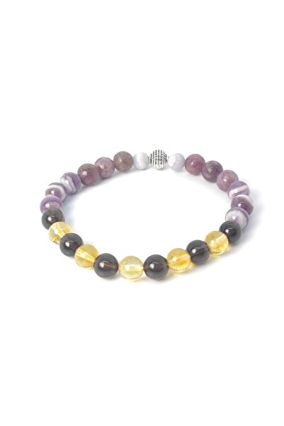 TAŞ RÜYASI Amethyst Lepidolite Citrine Smoke Quartz Bracelet 8 mm