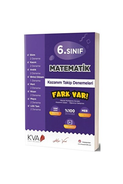 Koray Varol Yayınları 6. Sınıf Matematik Fark Var Kazanım Takip Denemeleri Kva