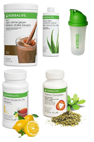 Herbalife Set Çikolata Shake- Aloe Suyu- 50 Gr Limon Aromalı Çay- Thermo Comp...