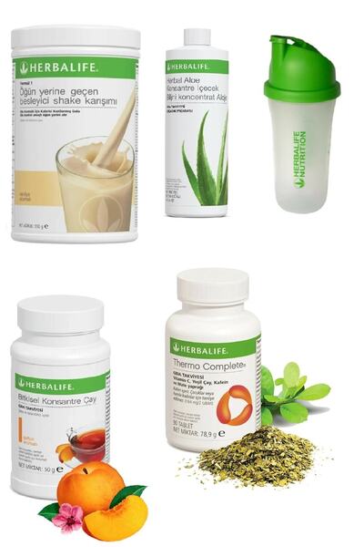 Herbalife Set Vanilya Shake- Aloe Suyu- 50 Gr Şeftali Aromalı Çay- Thermo Com...