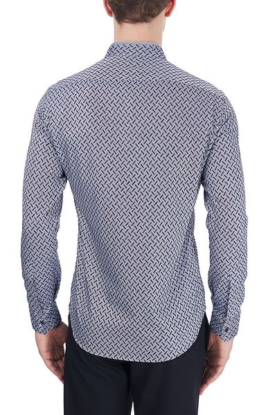 Emporio Armani Мъжка тъмносиня риза с дълъг ръкав и яка стойка, 100% памучен цвят 91ss1t 910f7 039
