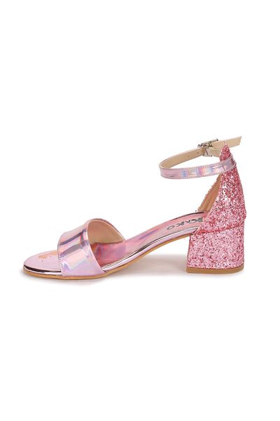 Kiko Kids Sandale cu toc pentru fete de culoare pudra - Model 768