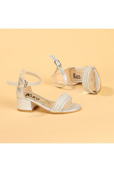 Kiko Kids حذاء صندل بكعب فضي للبنات 765
