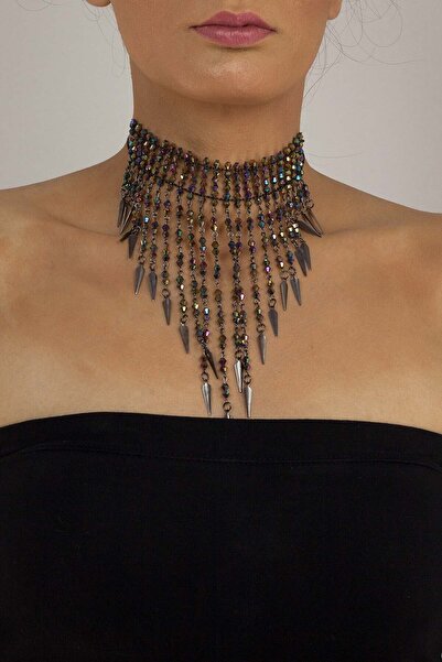 Bijusel قلادة مصنوعة من الكريستال بألوان مختلطة