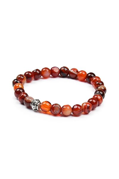 Fikir Harika Unisex Red Agate Stone Energy Spiral Bracelet - Fh11429