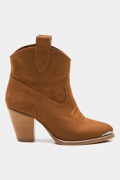 Niloshka Κέντημα Willow Tan με μεταλλικό δάχτυλο Western Bootie