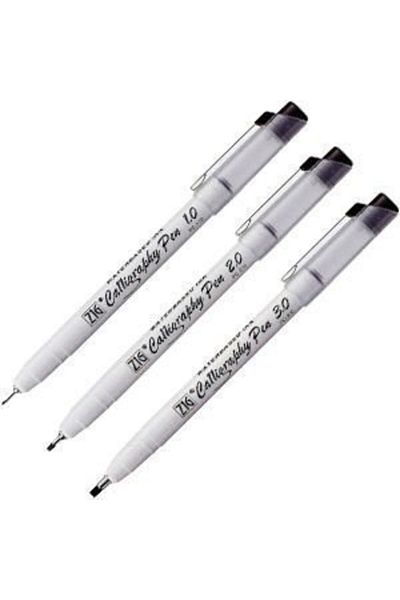 Zig Calligraphy Pen Side Cut Calligraphy Pen 1.0 2.0 3.0 Mm Black Set