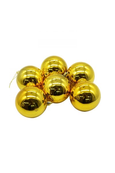 Happyland 6 Pieces 8cm Gold Color Christmas Tree Ornament