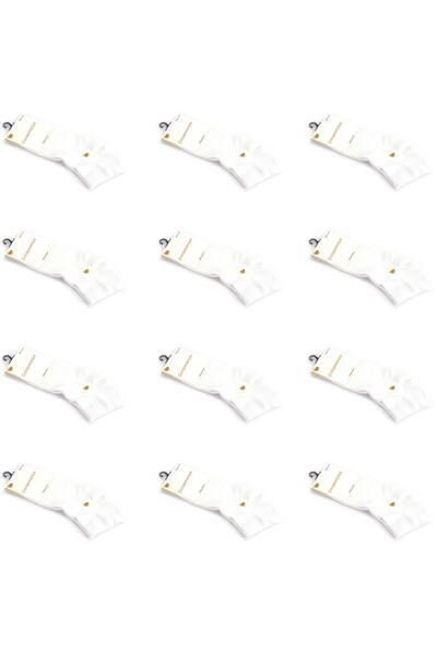 çorapmanya 12 Çift Modal Beyaz Erkek Patik Çorap Bilek Boy